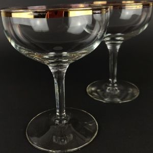 Pair of Vintage Gold Rimmed Coupe Glasses